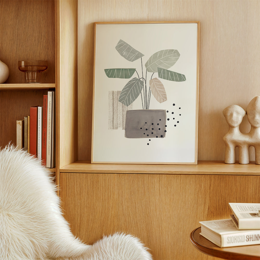 Botanisk plakat med stiliserede blade
