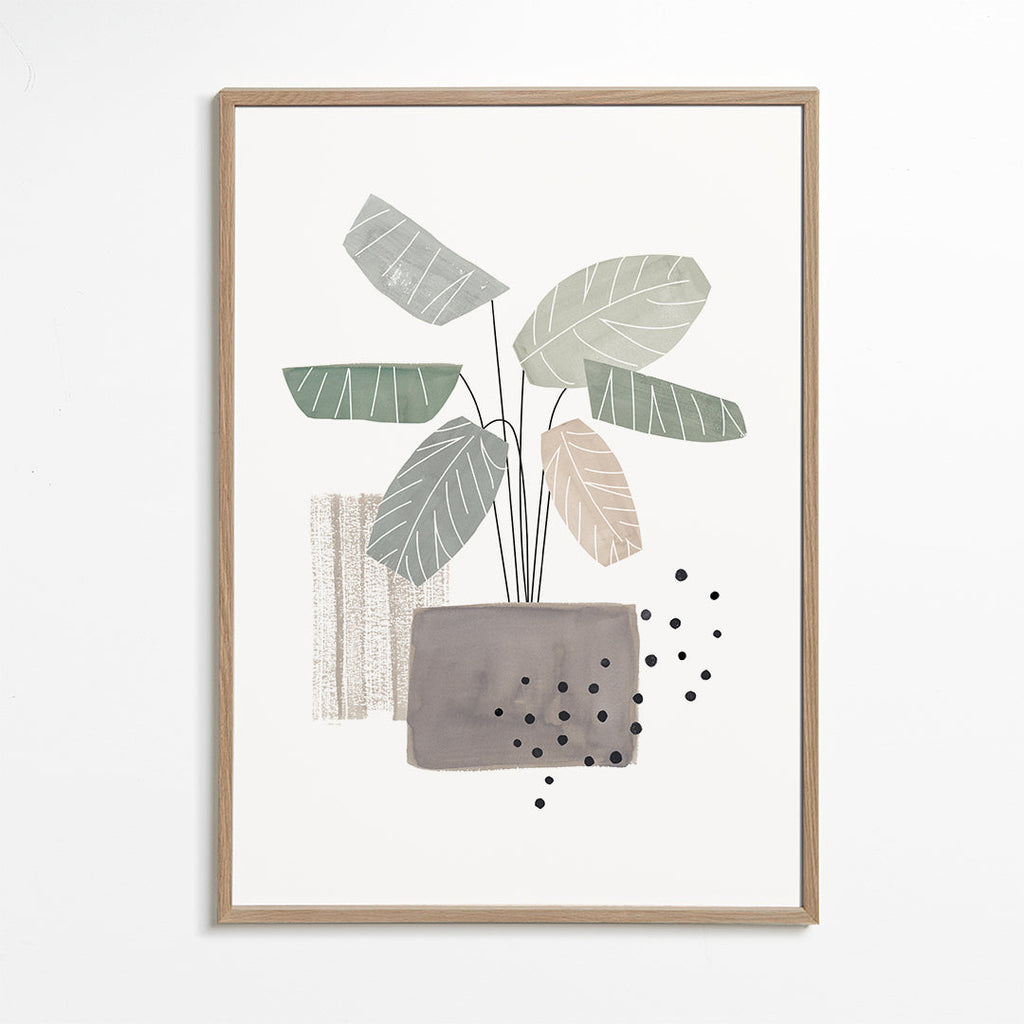 Botanisk plakat med stiliserede blade