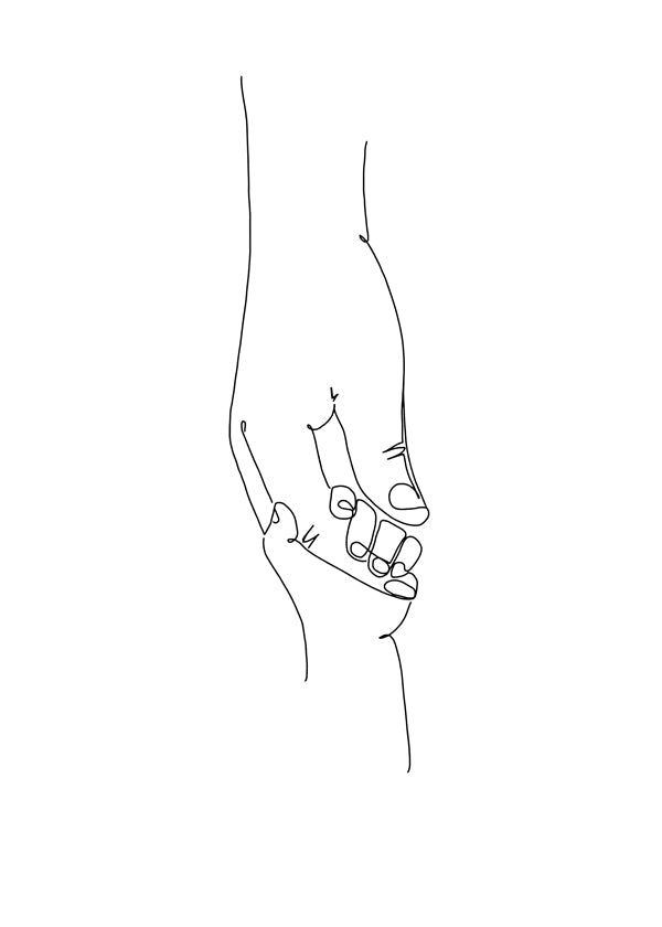 Line art illustration babyhænder