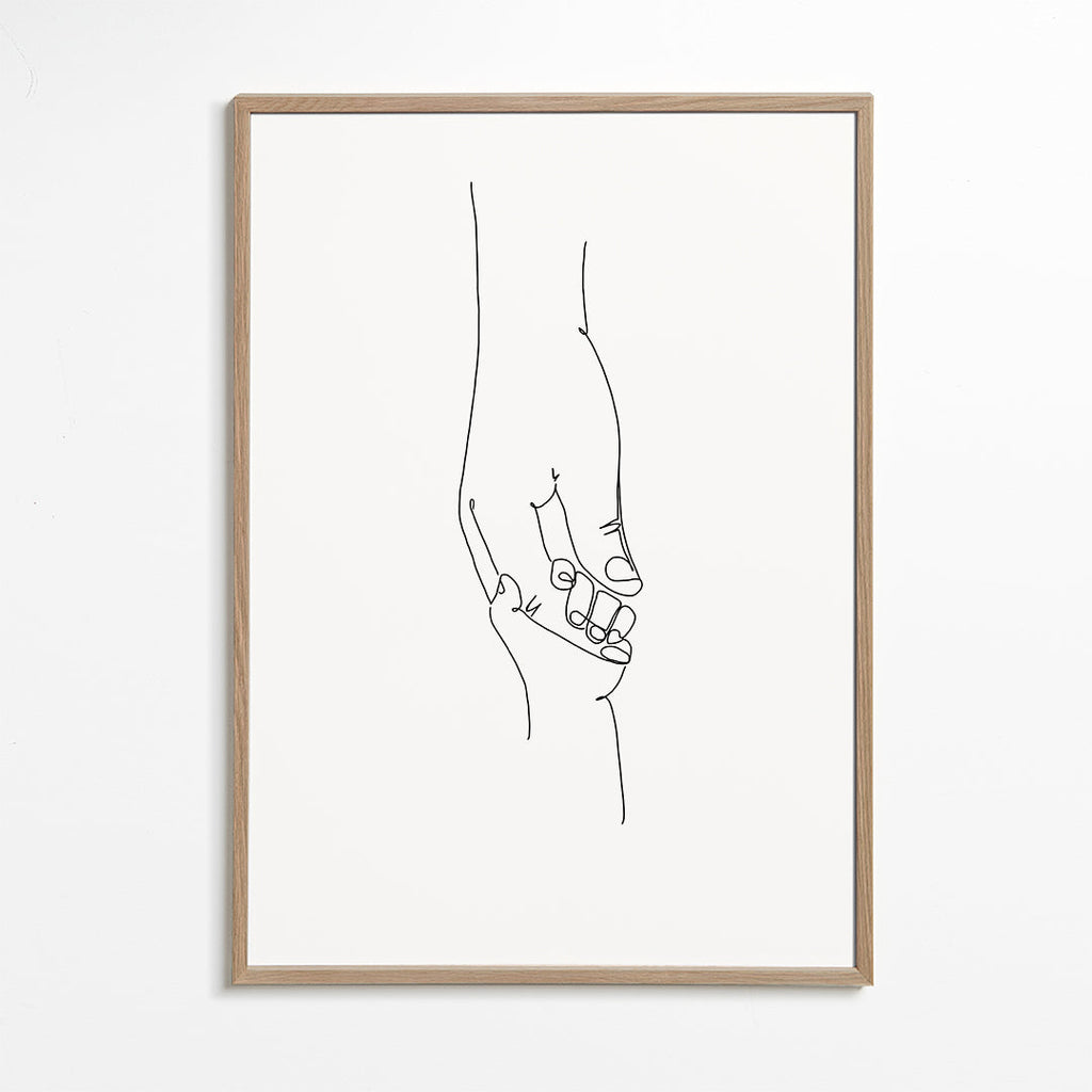 Line art illustration babyhænder