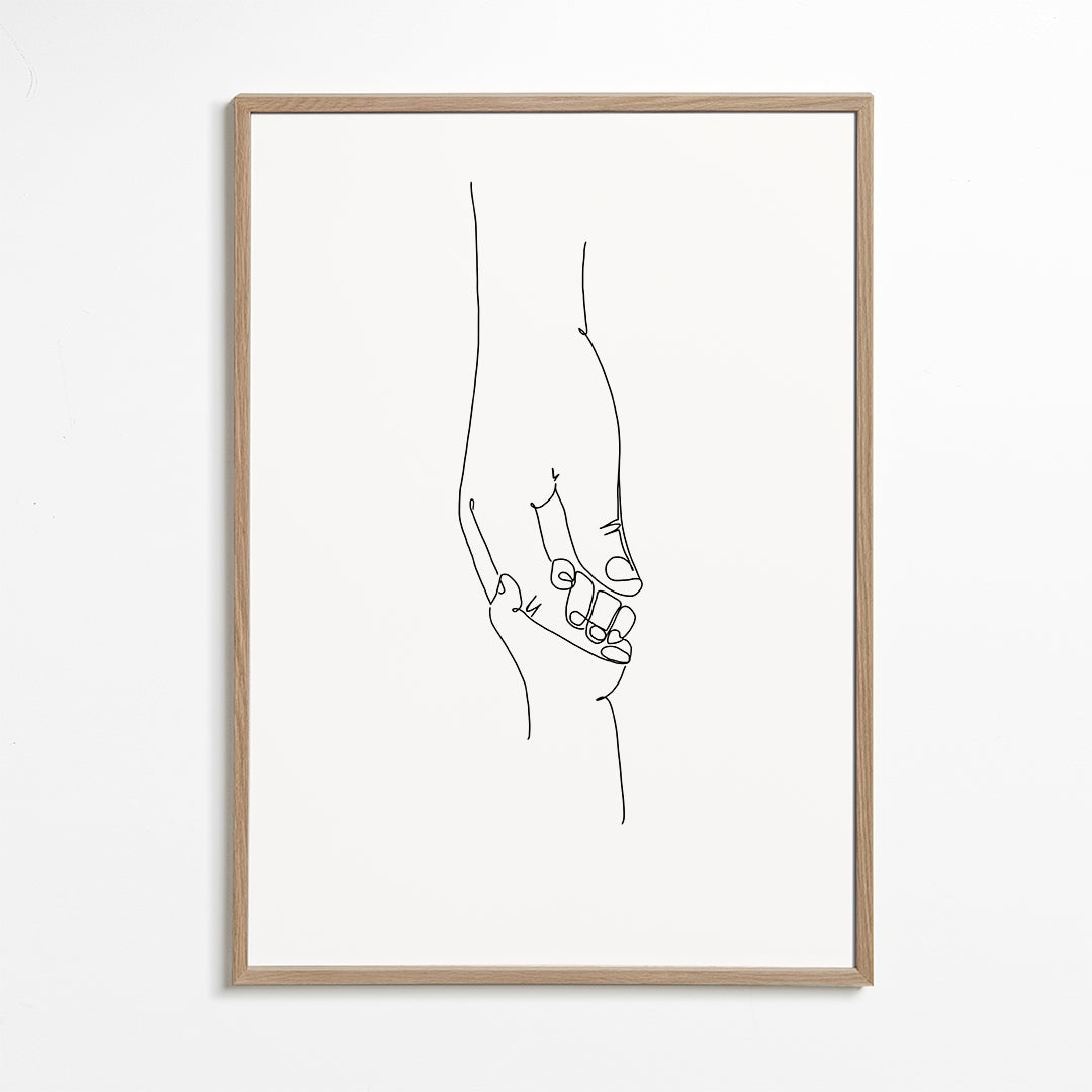 Line art illustration babyhænder