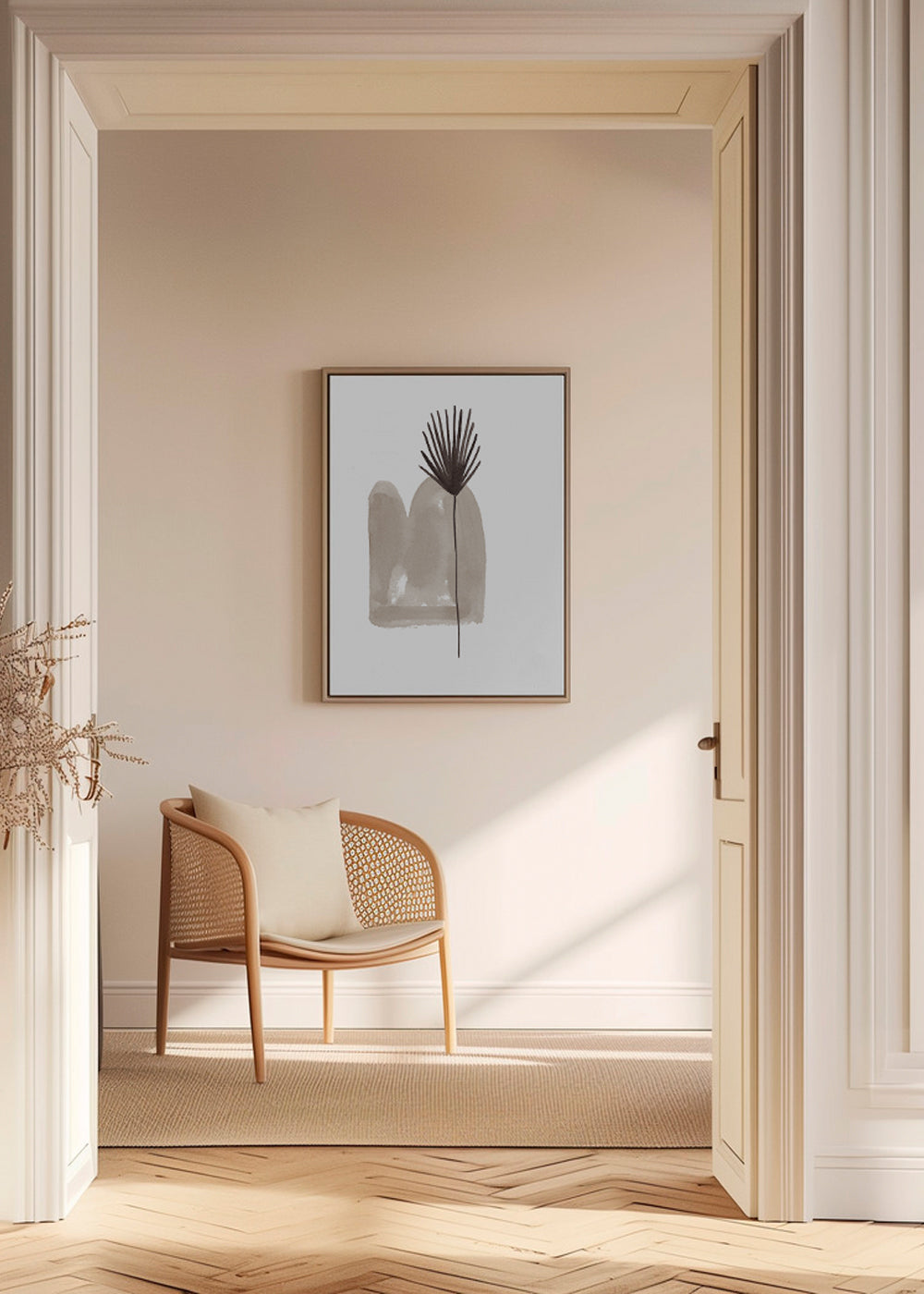 Botanisk plakat: minimalistisk blad akvarel