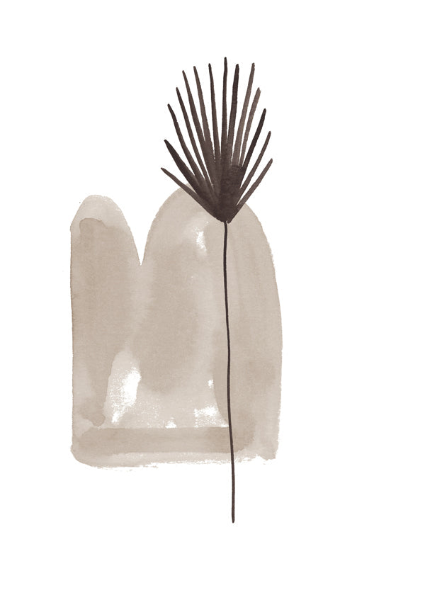 Botanisk plakat: minimalistisk blad akvarel