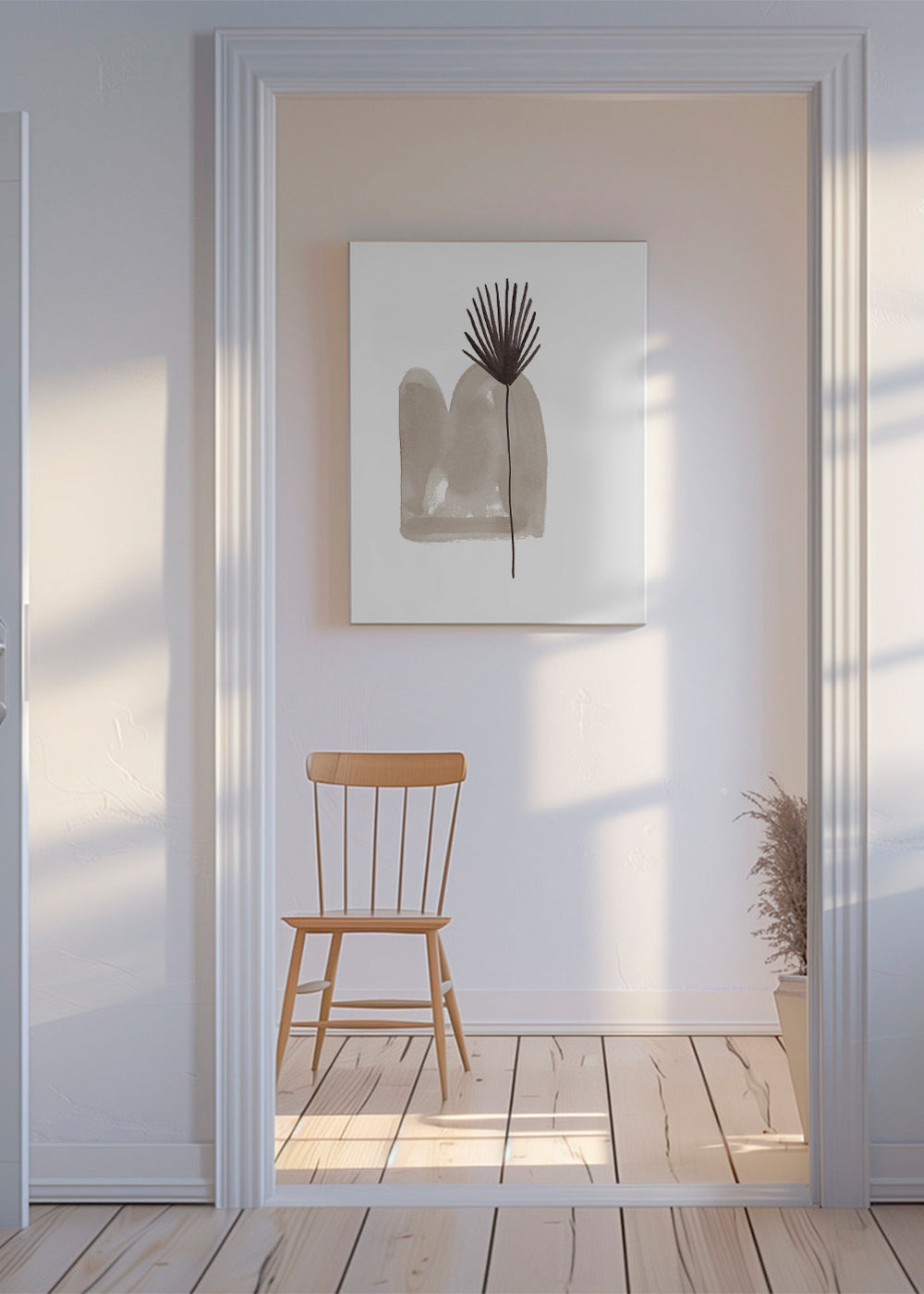 Botanisk plakat: minimalistisk blad akvarel