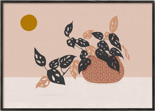 Botanisk plakat med potteplante