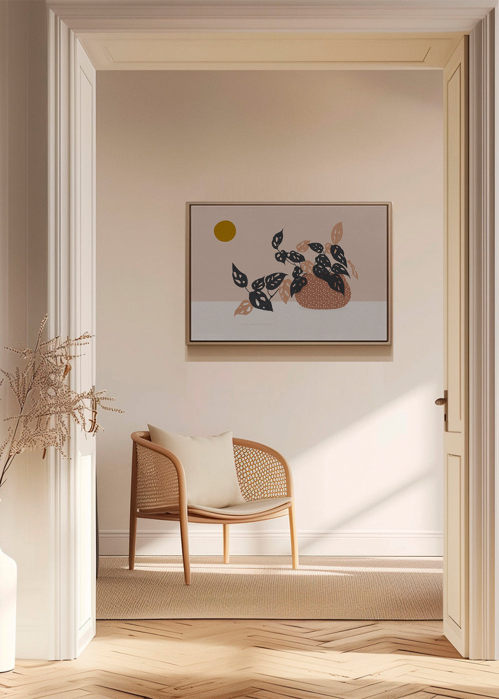 Botanisk plakat med potteplante