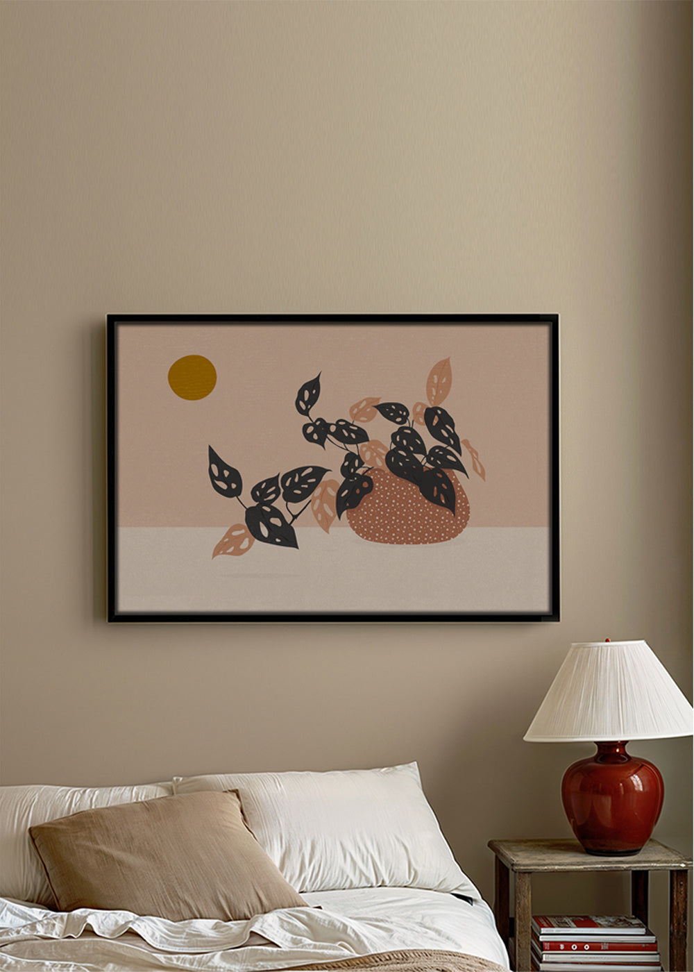 Botanisk plakat med potteplante