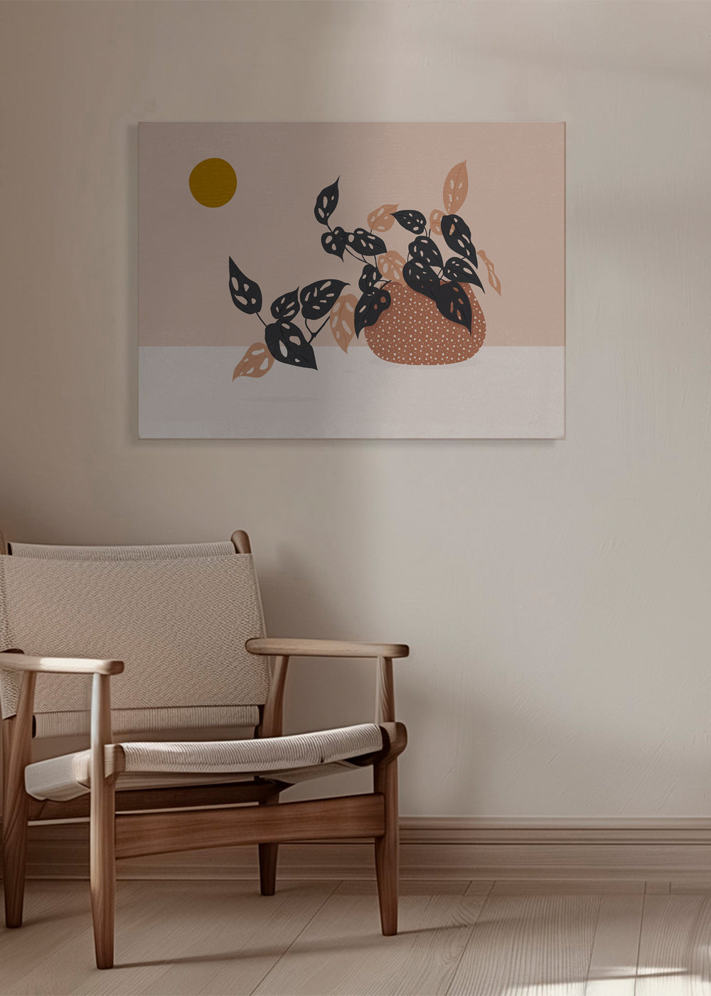 Botanisk plakat med potteplante