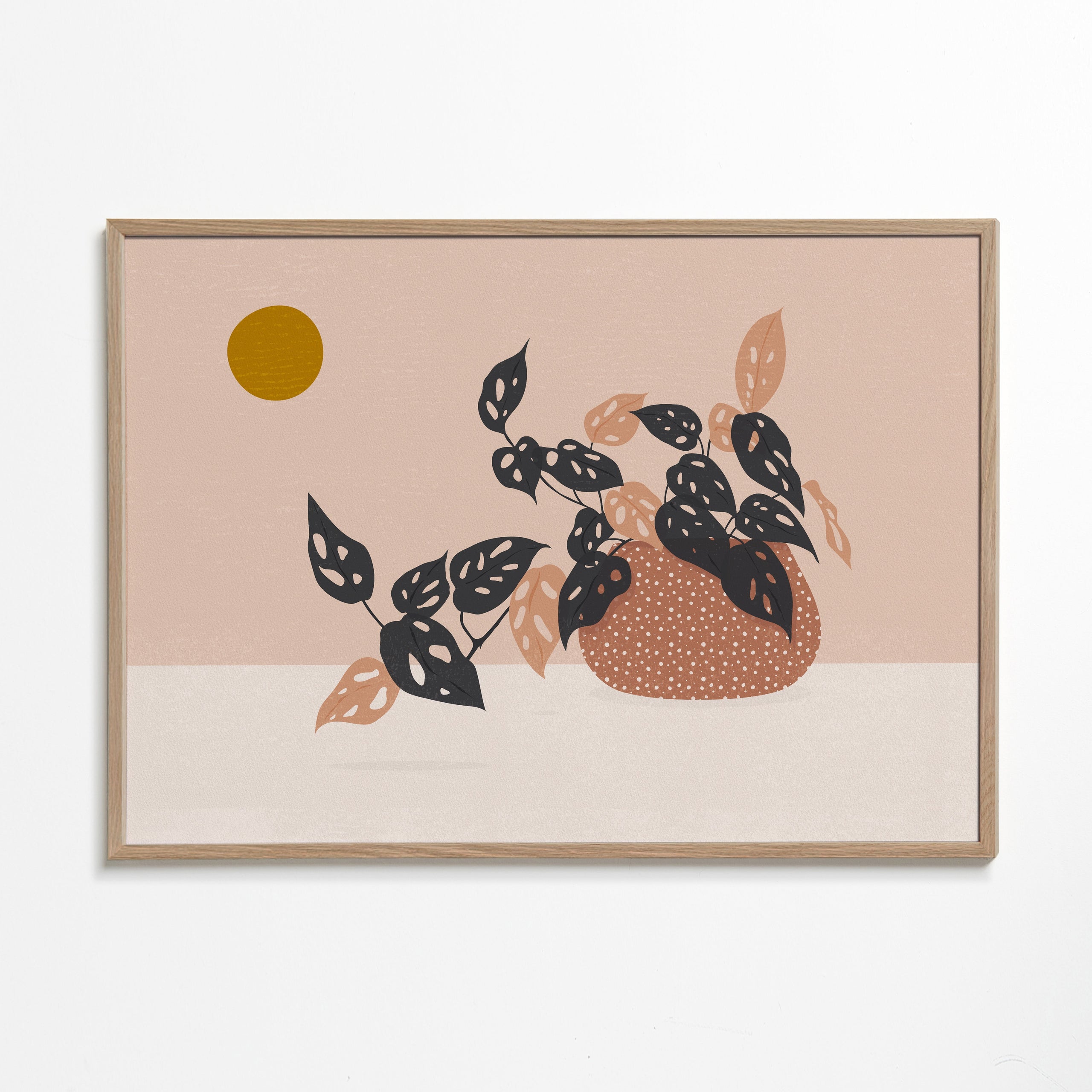 Botanisk plakat med potteplante