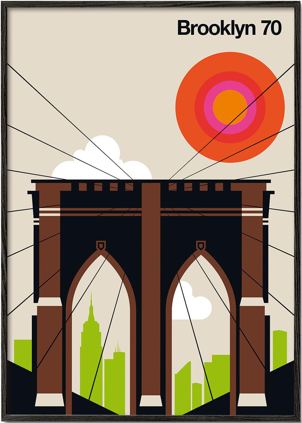 Travel poster Brooklyn-broen i grafisk illustration