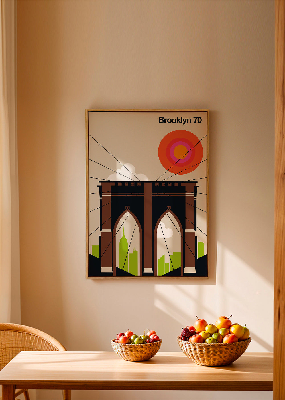 Travel poster Brooklyn-broen i grafisk illustration