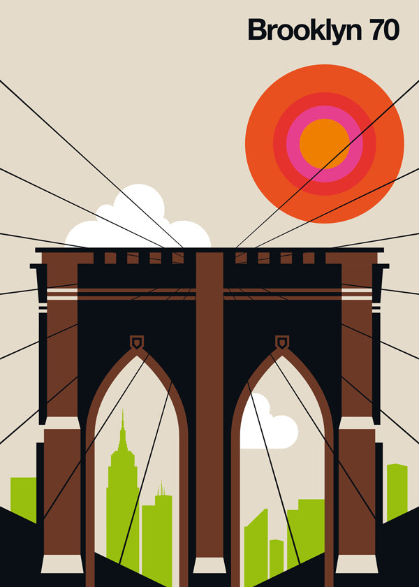 Travel poster Brooklyn-broen i grafisk illustration