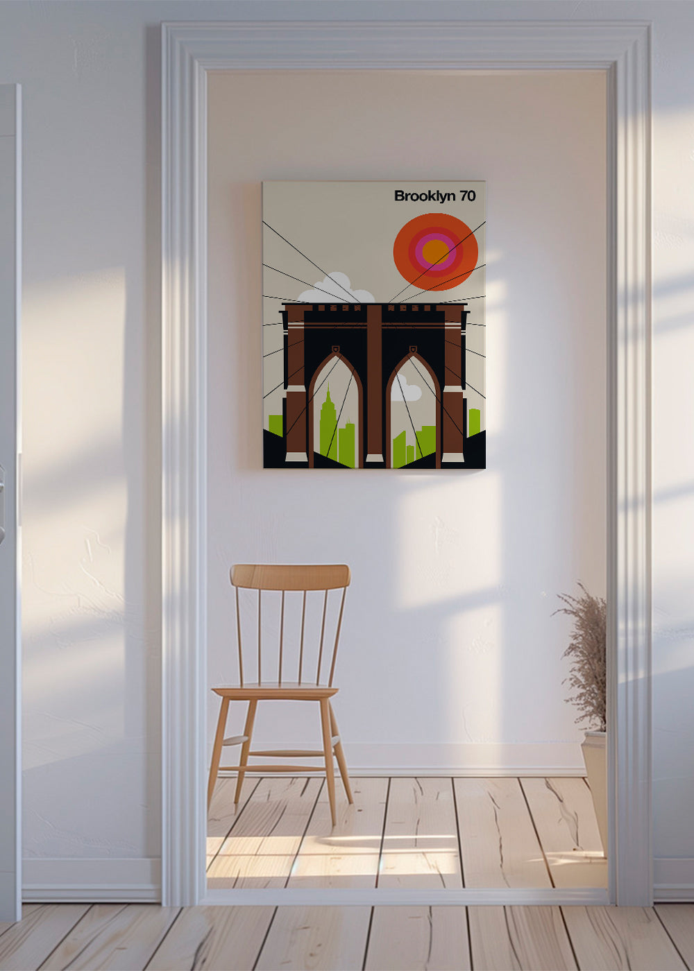 Travel poster Brooklyn-broen i grafisk illustration
