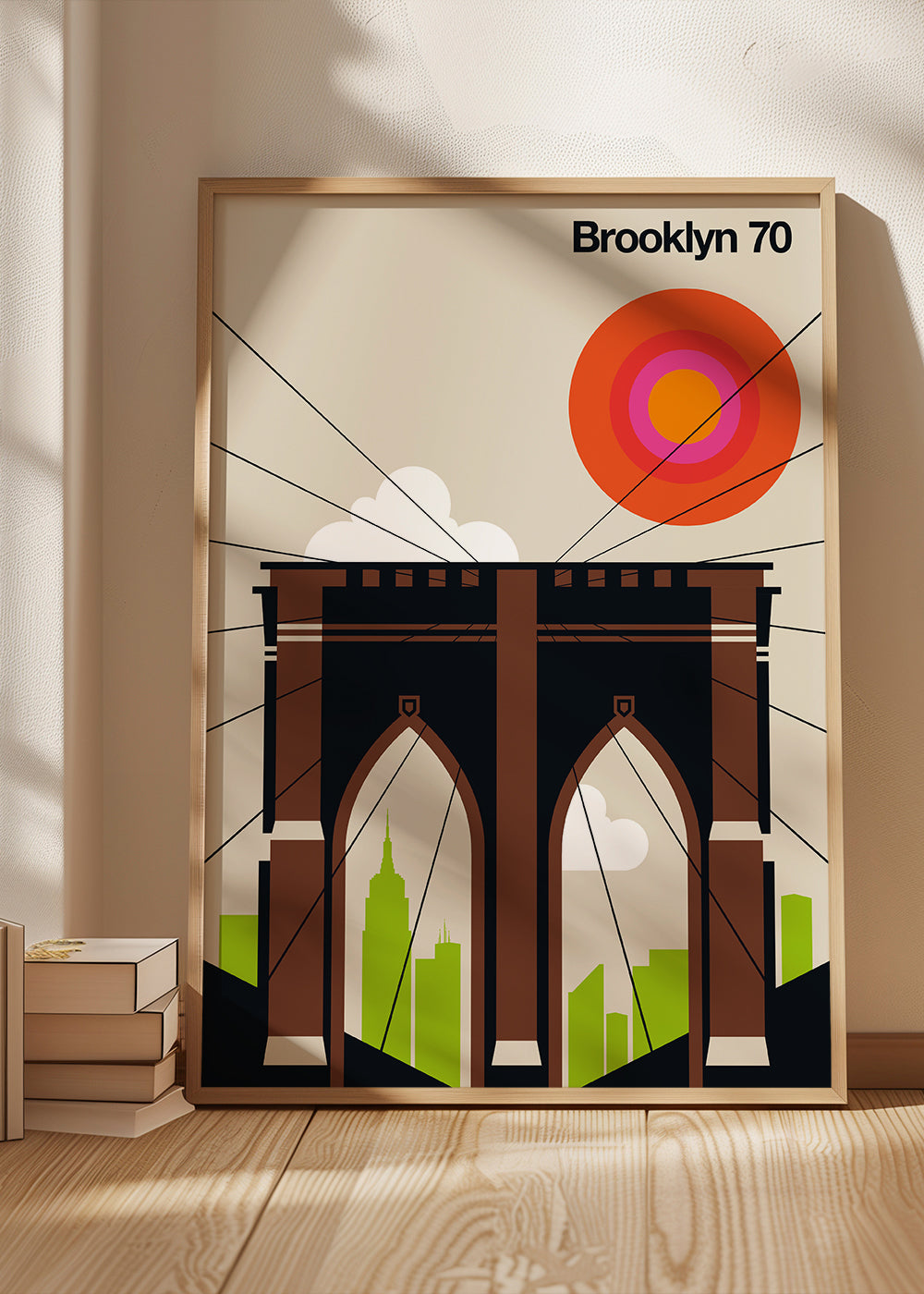 Travel poster Brooklyn-broen i grafisk illustration