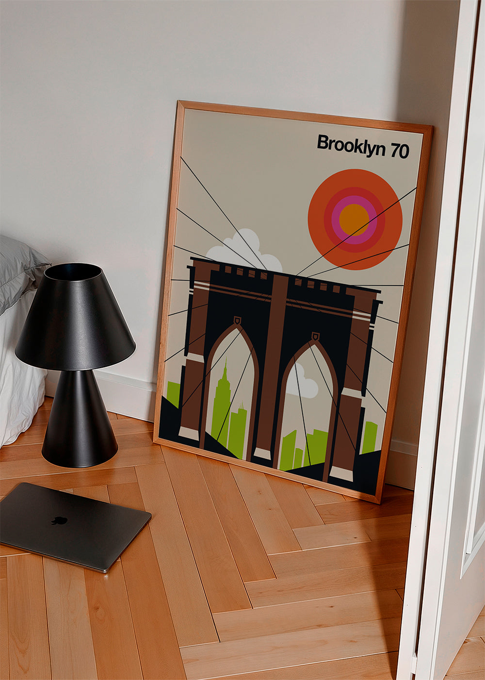 Travel poster Brooklyn-broen i grafisk illustration