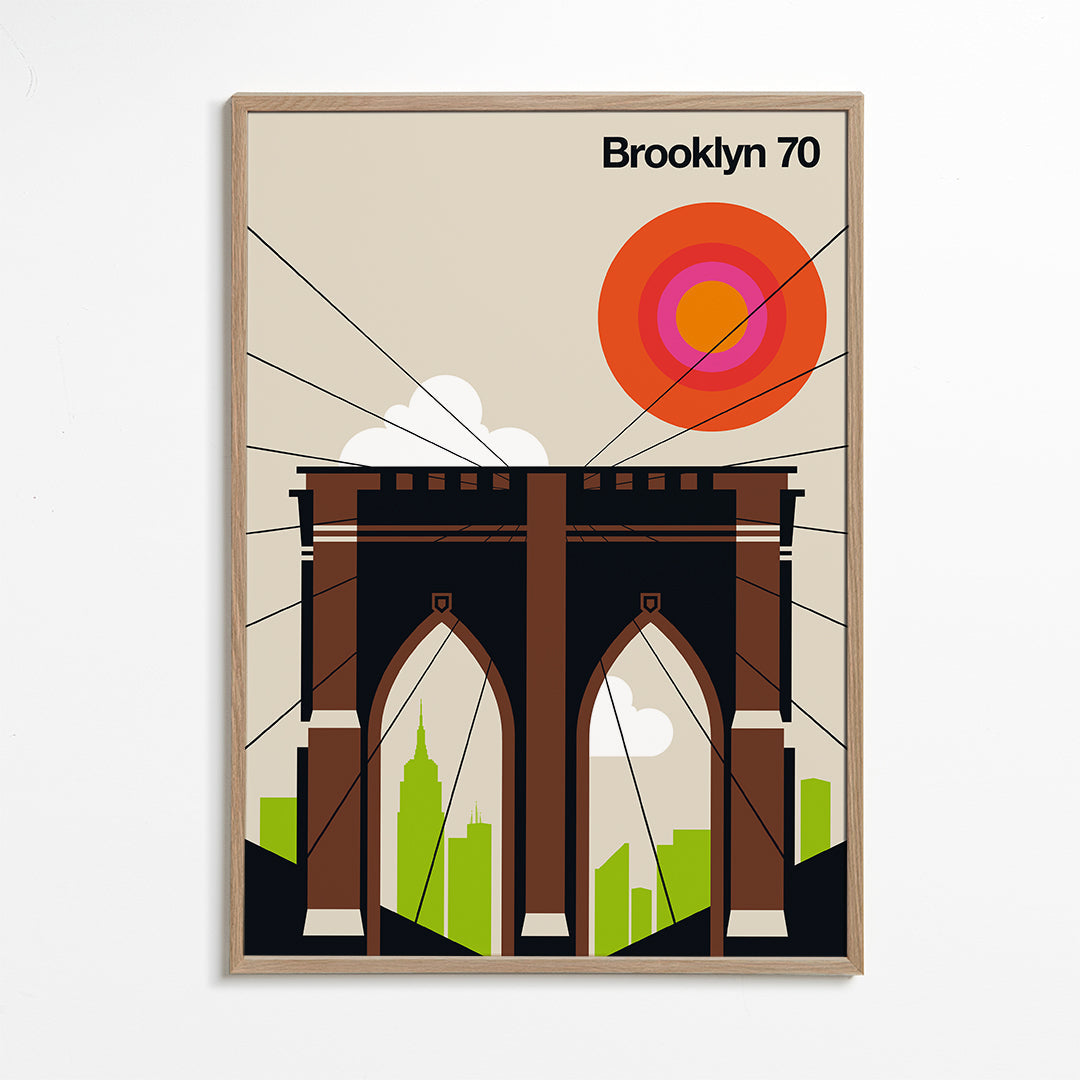 Travel poster Brooklyn-broen i grafisk illustration