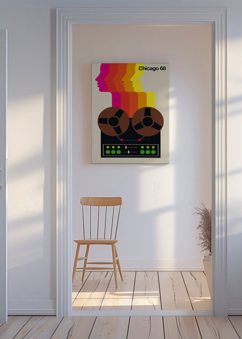 Vintage plakat med spoler og farverige profiler