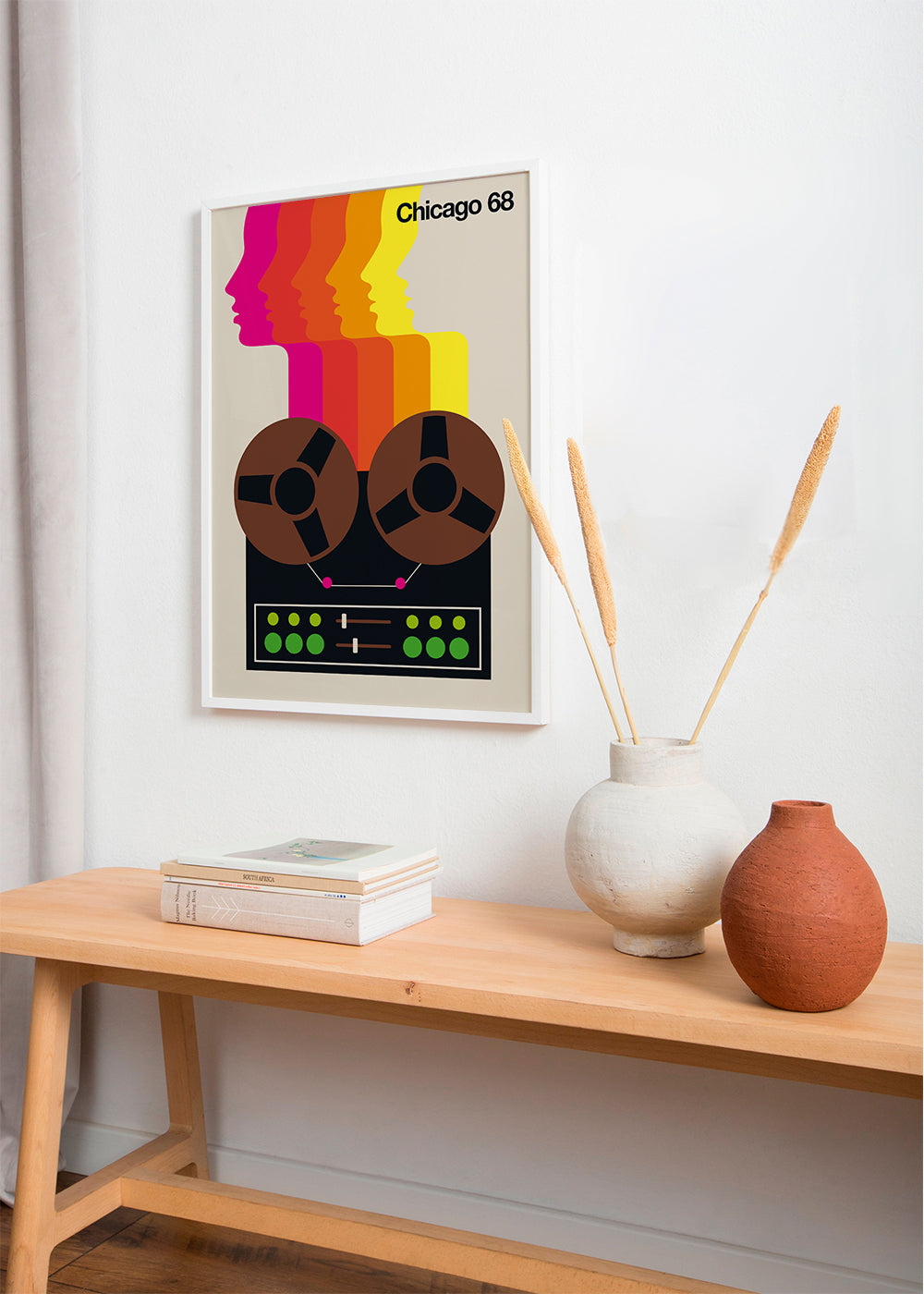 Vintage plakat med spoler og farverige profiler