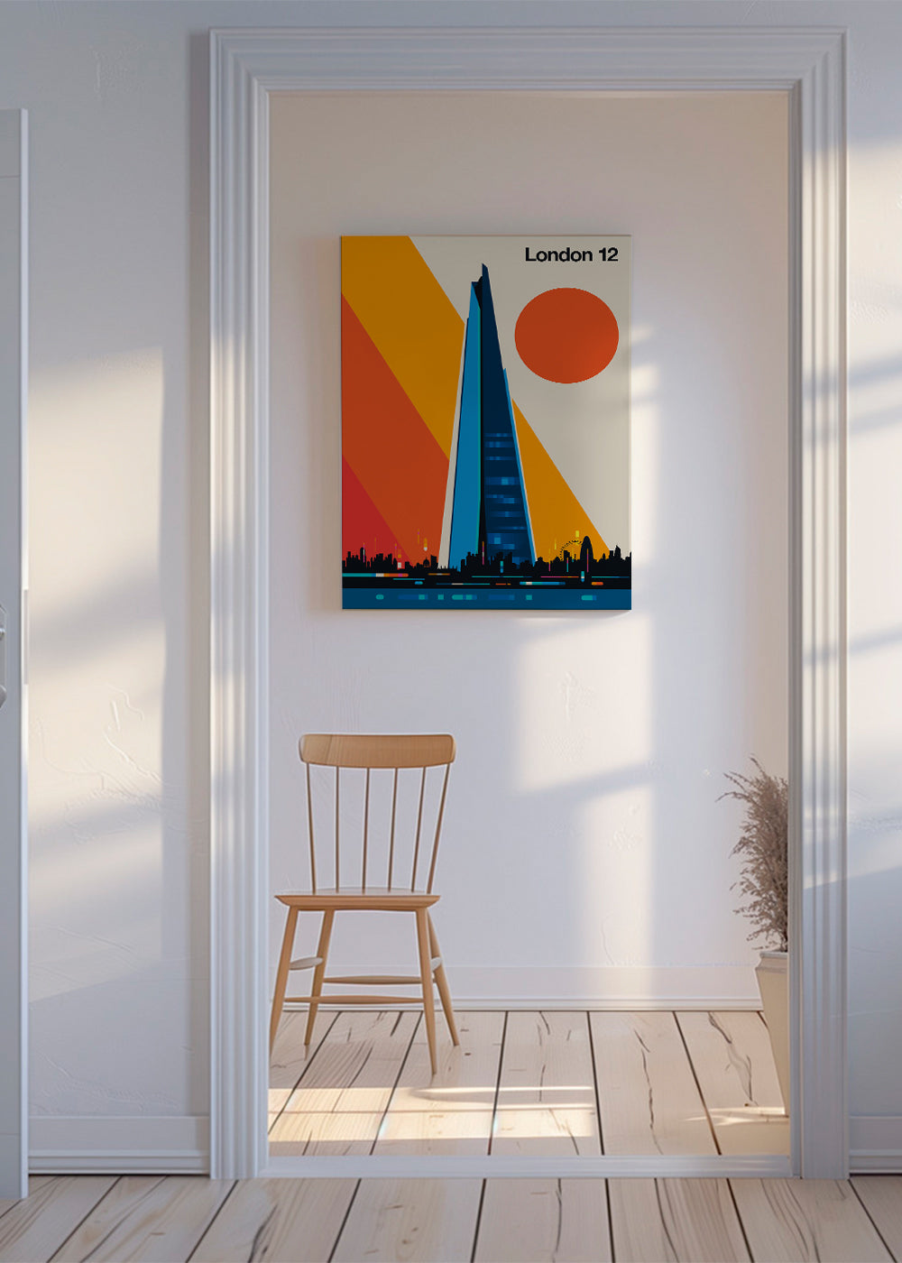 Byplakat med blåt højhus