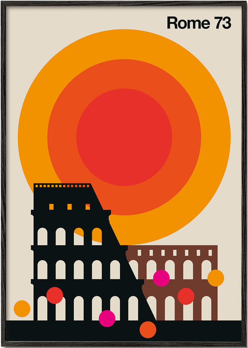 Rejseplakat Rome 73, Colosseum grafisk retro