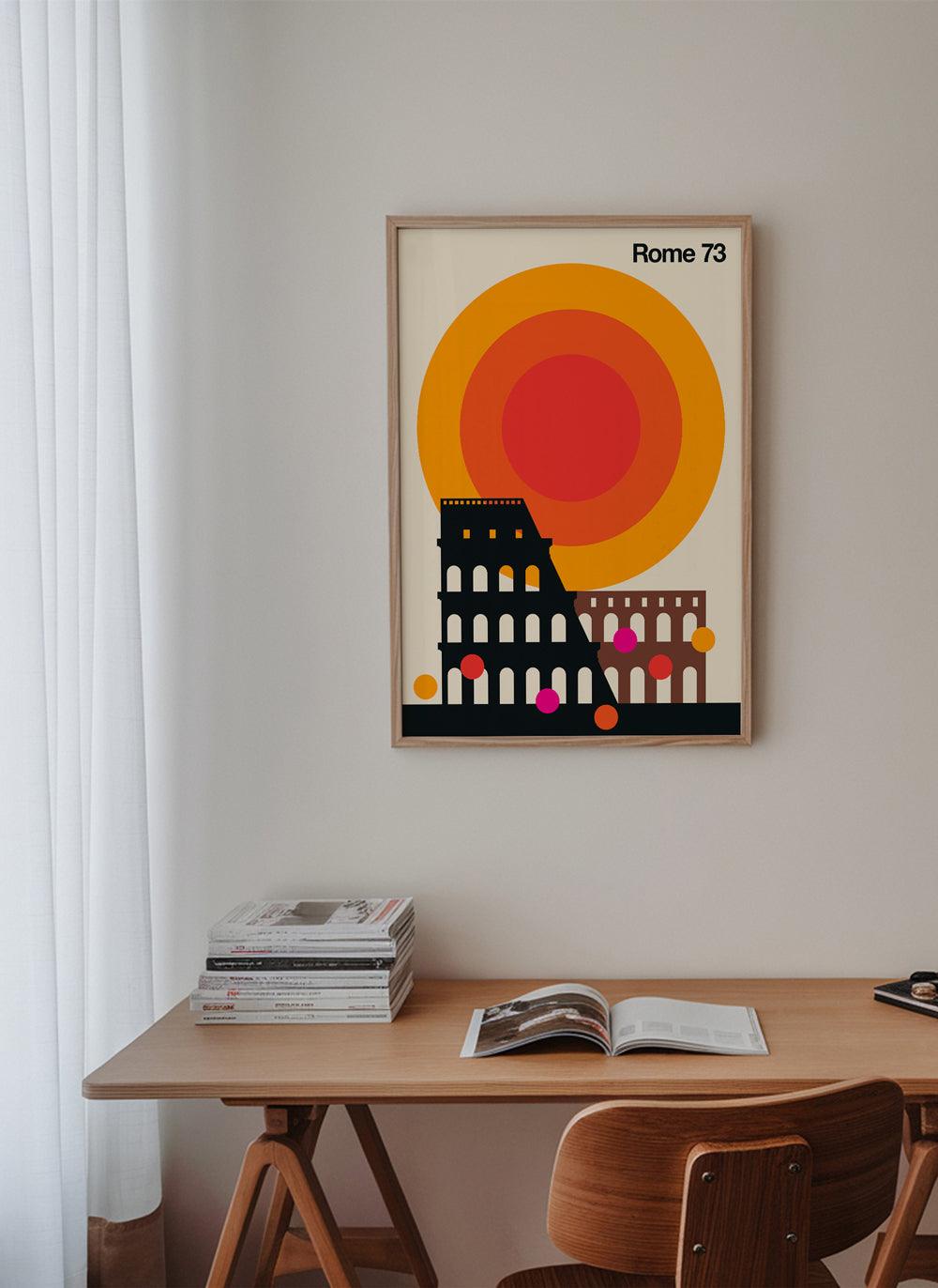 Rejseplakat Rome 73, Colosseum grafisk retro