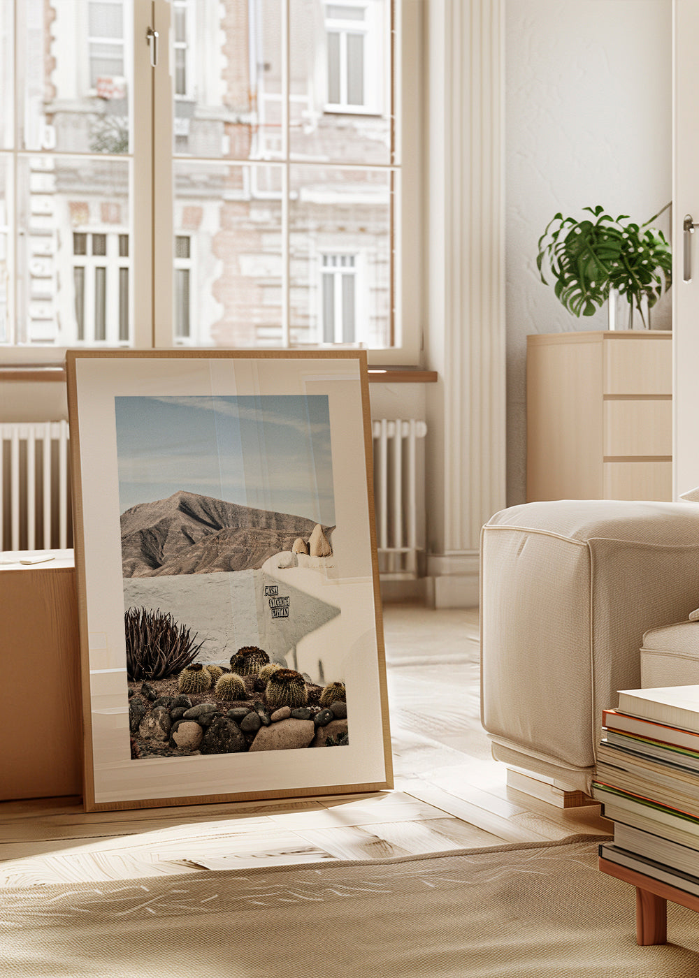 Botanisk plakat med kaktus og vulkansk kam