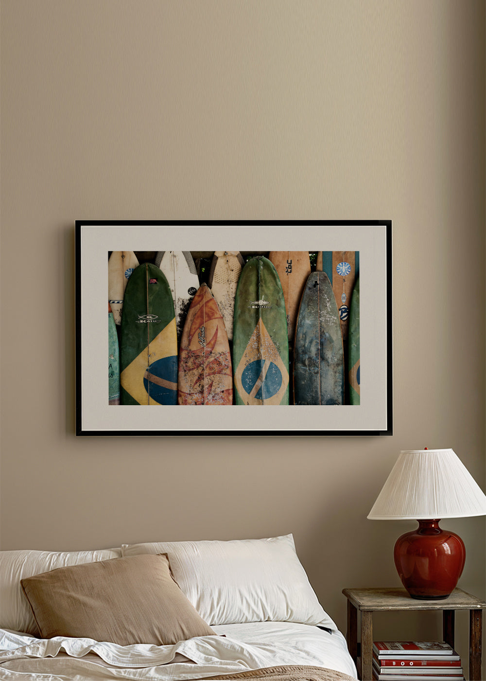 Sportkunst med vintage surfboards