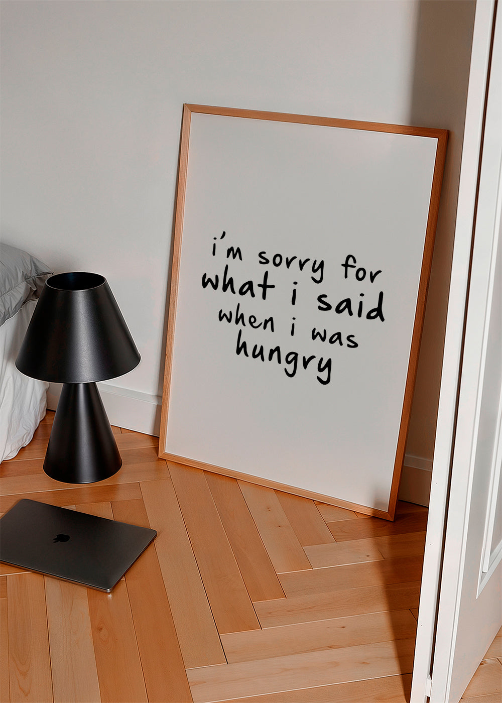 Køkkenkunst typografisk citat i sort-hvid