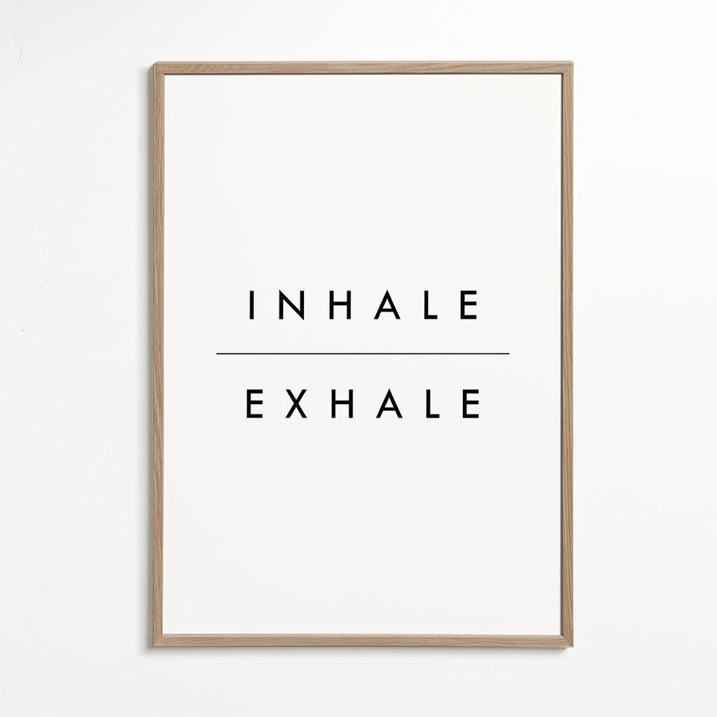 Minimal typografi plakat Inhale Exhale