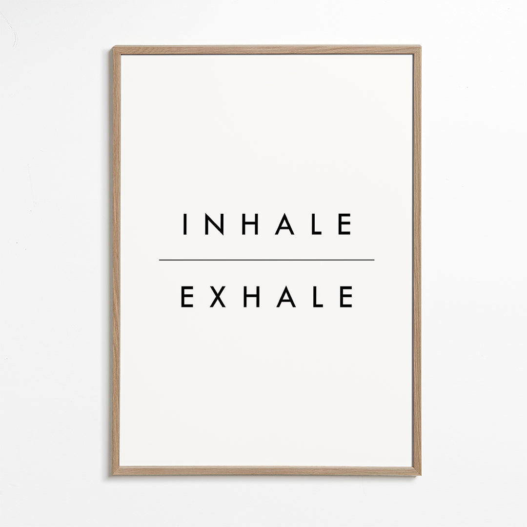 Minimal typografi plakat Inhale Exhale