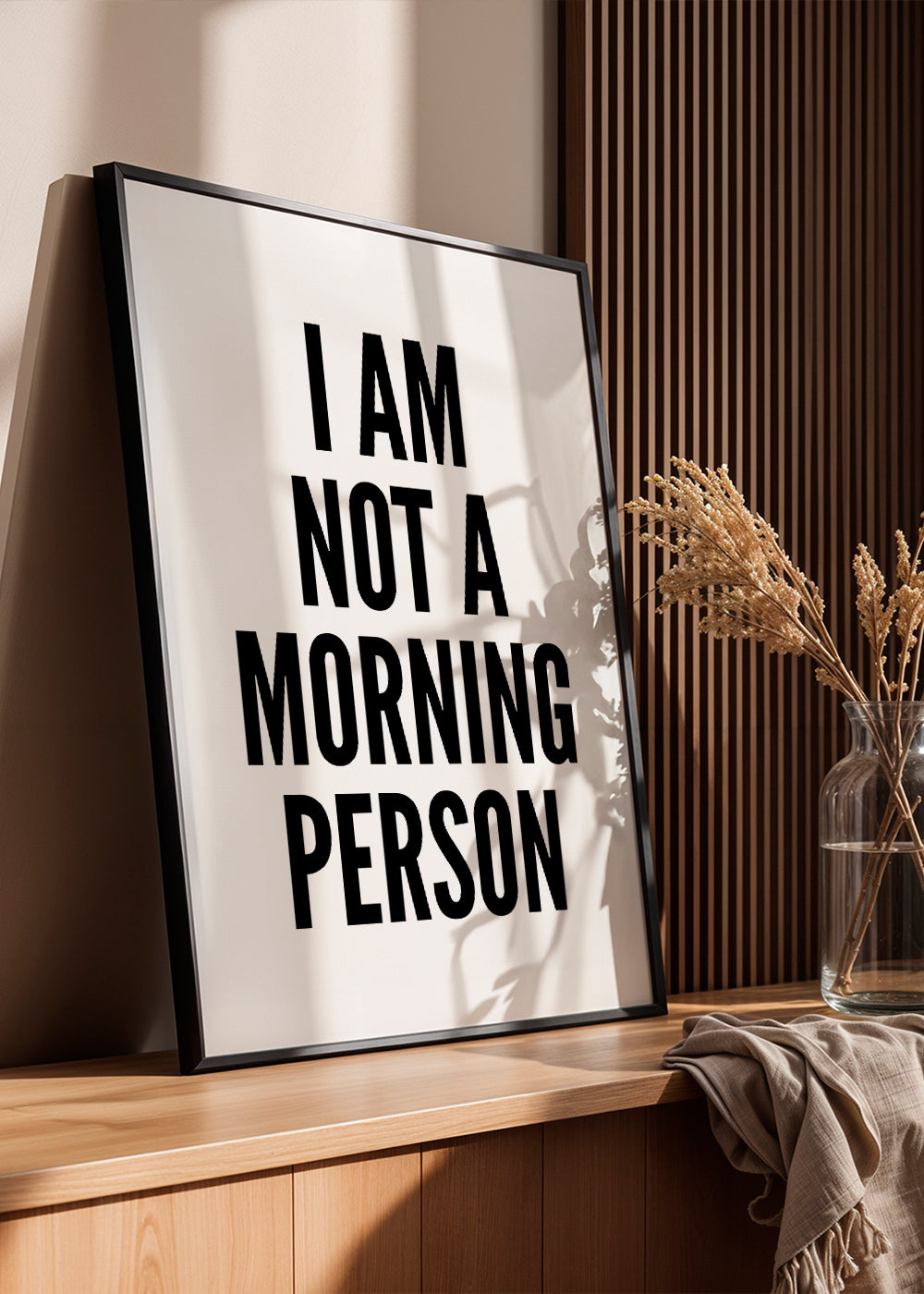 Sort-hvid kunst typografisk I AM NOT A MORNING PERSON