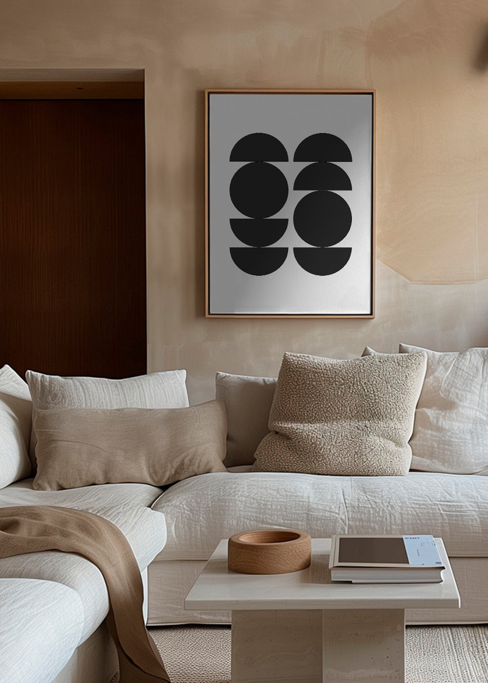 Geometrisk plakat minimal med cirkler og halve