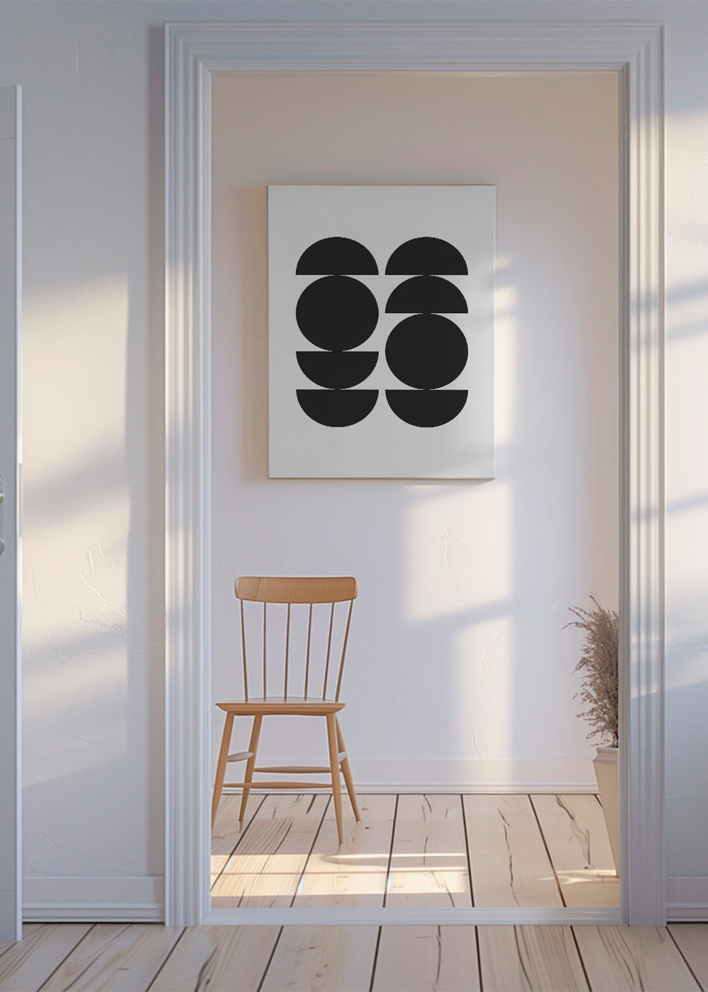 Geometrisk plakat minimal med cirkler og halve