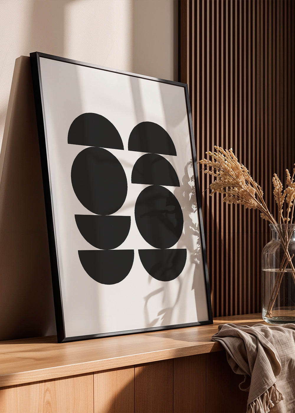 Geometrisk plakat minimal med cirkler og halve
