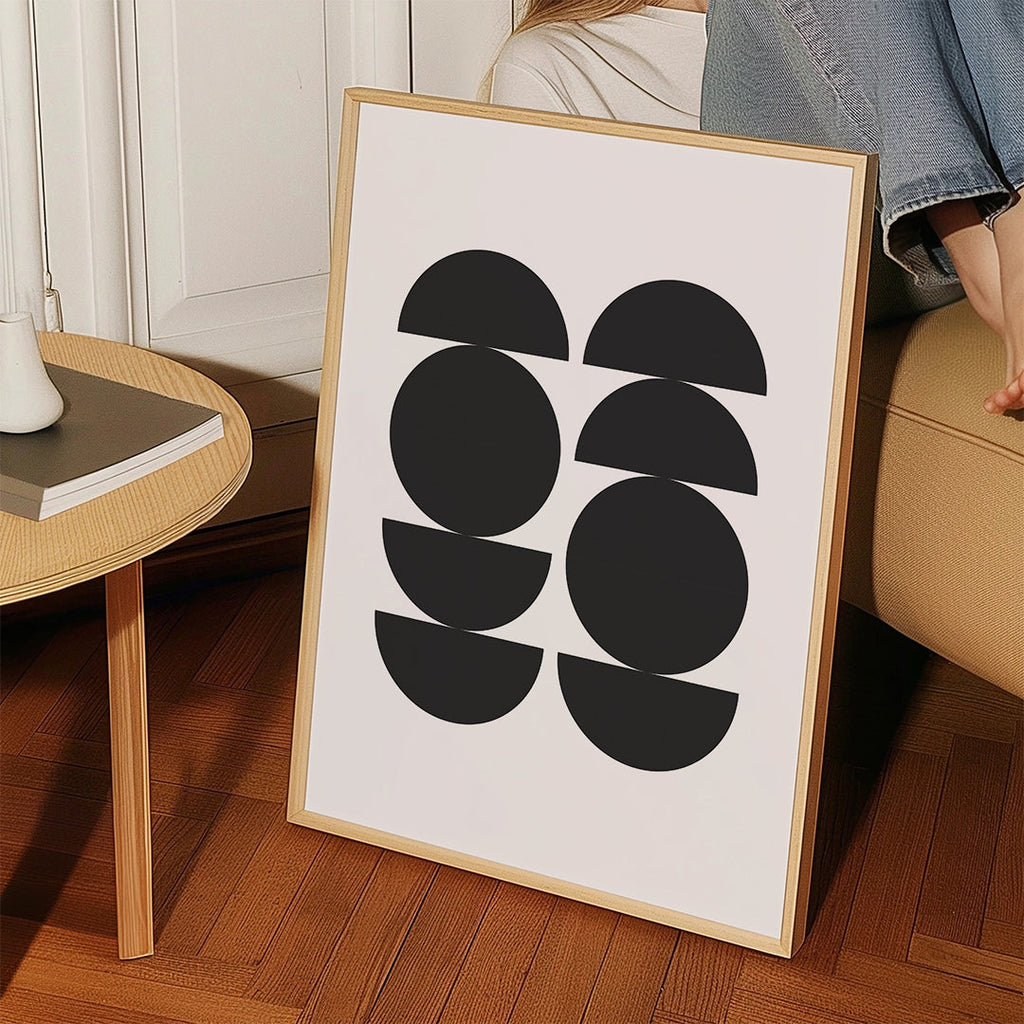Geometrisk plakat minimal med cirkler og halve