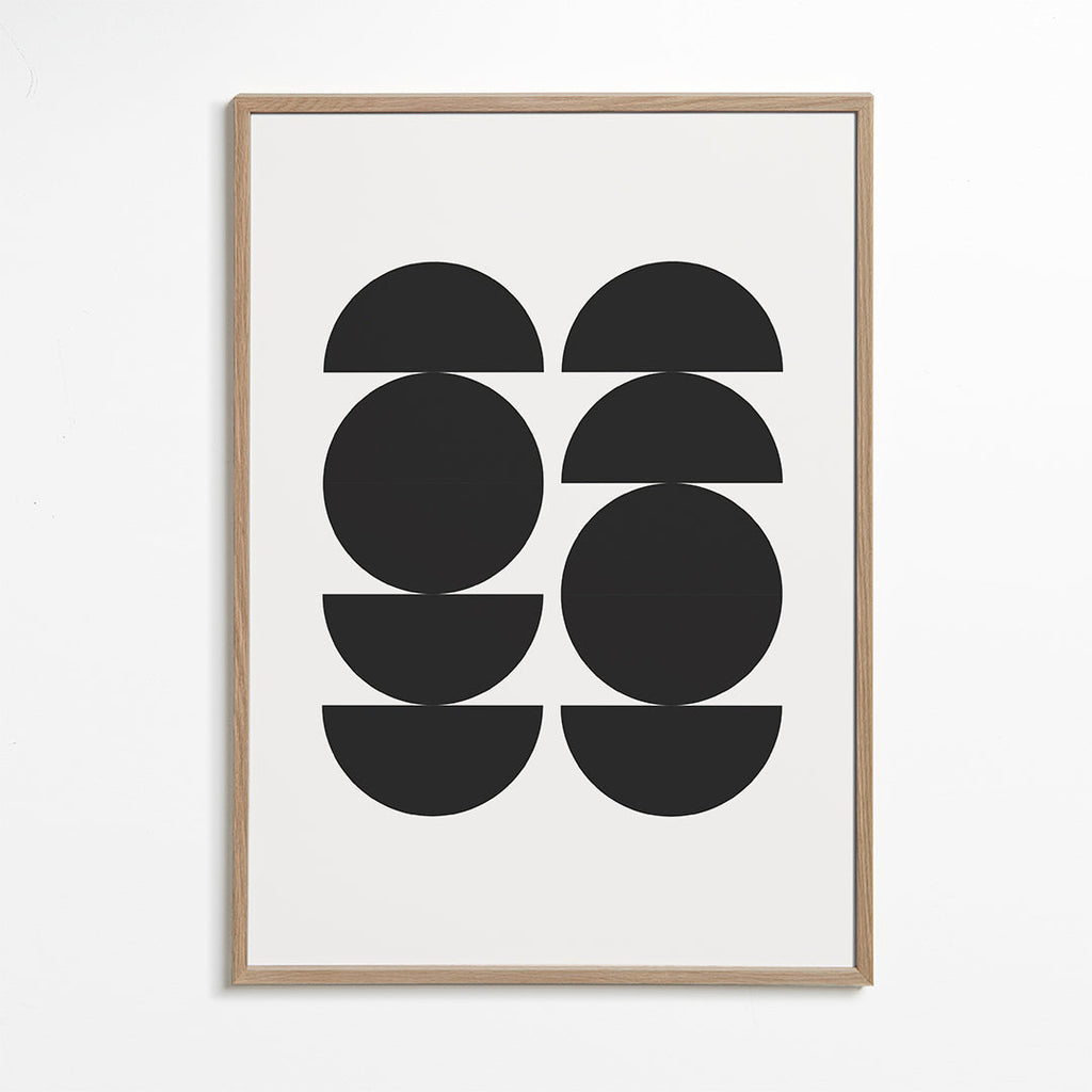 Geometrisk plakat minimal med cirkler og halve