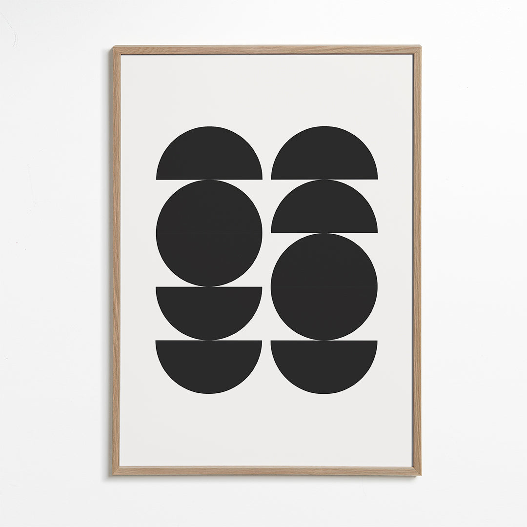 Geometrisk plakat minimal med cirkler og halve