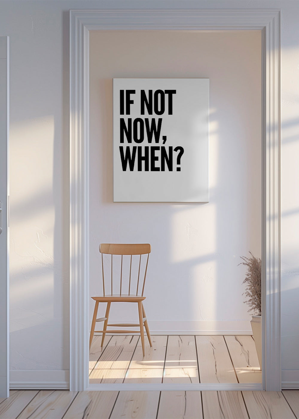 Minimalistisk typografisk plakat med markant slogan