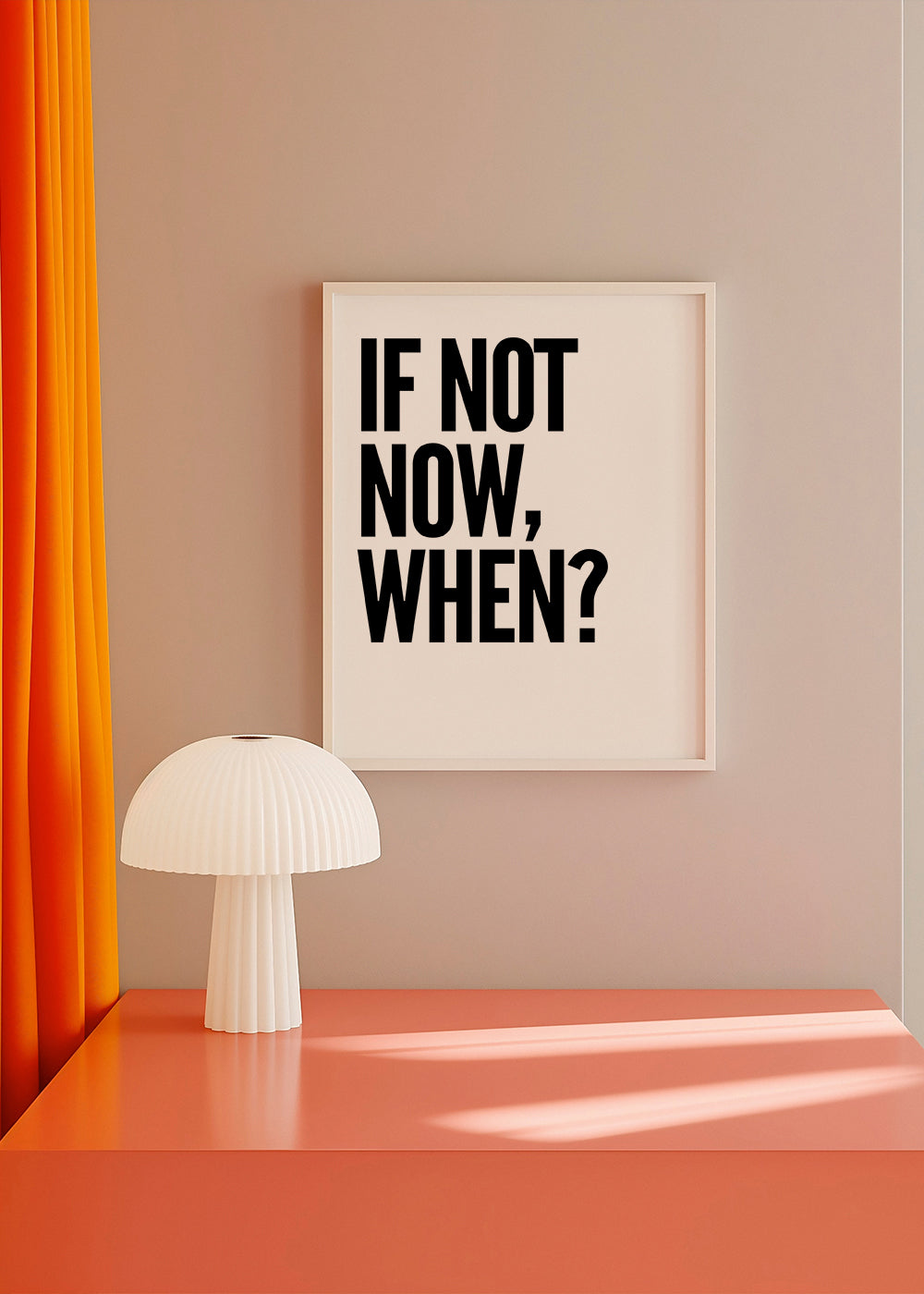 Minimalistisk typografisk plakat med markant slogan