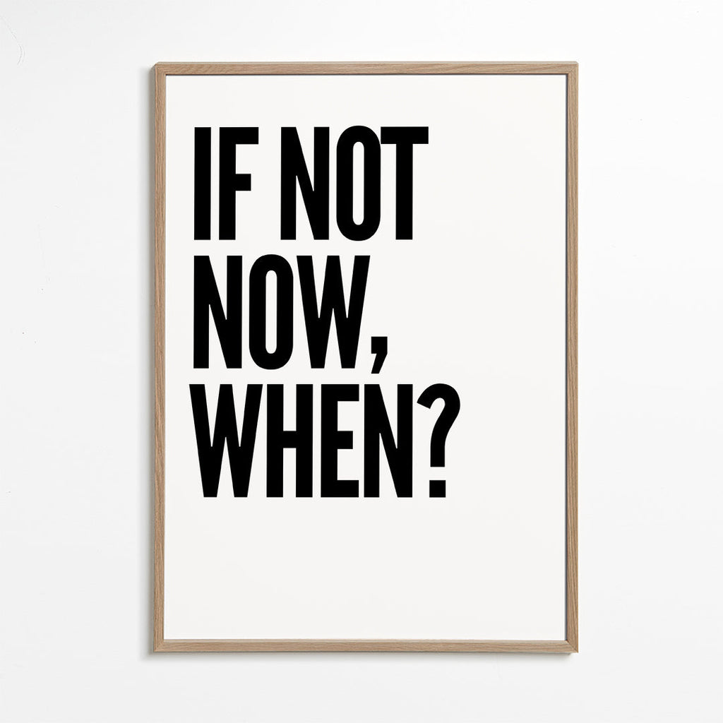 Minimalistisk typografisk plakat med markant slogan