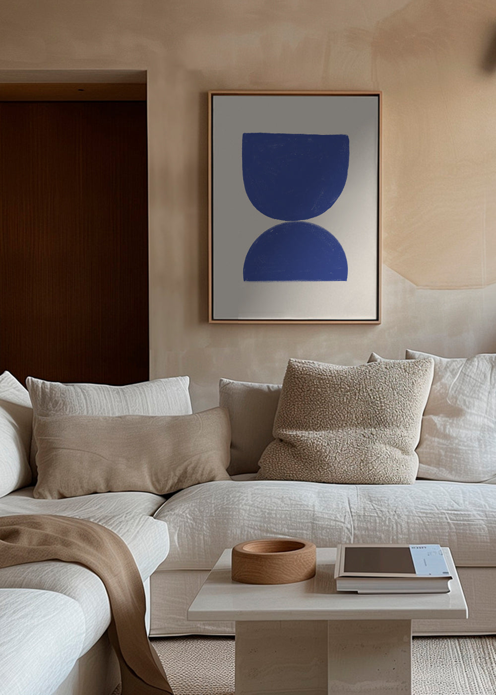 Geometrisk plakat blå minimal halve cirkler
