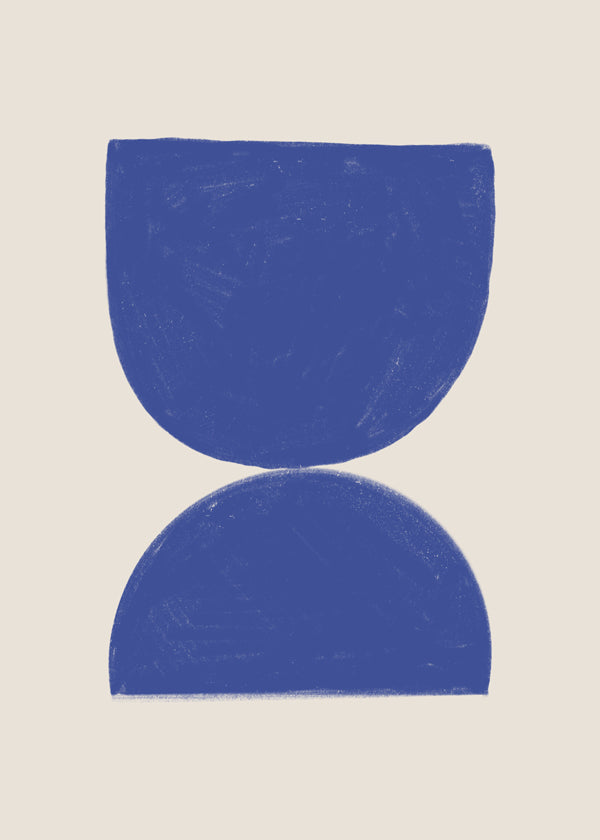 Geometrisk plakat blå minimal halve cirkler