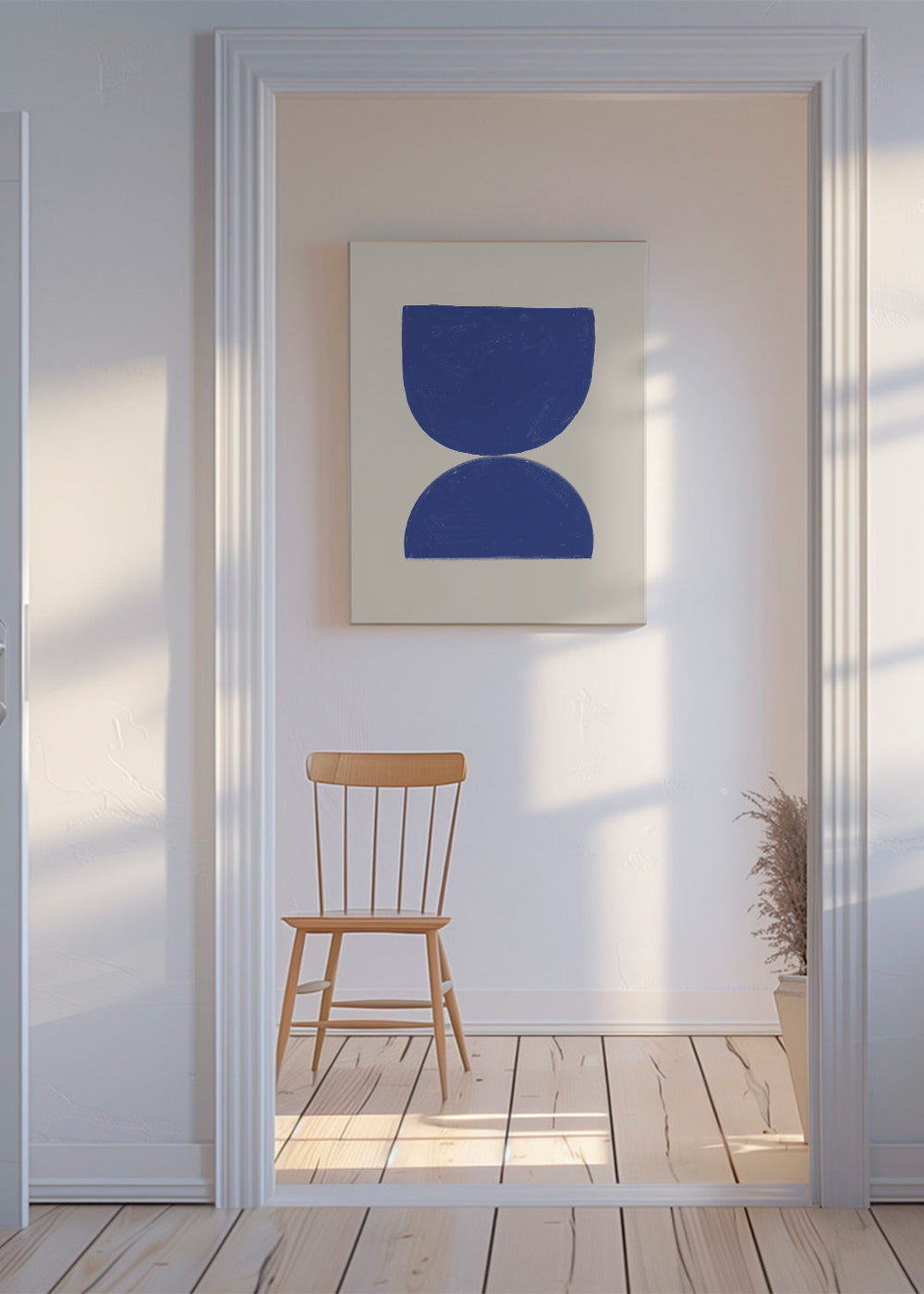 Geometrisk plakat blå minimal halve cirkler