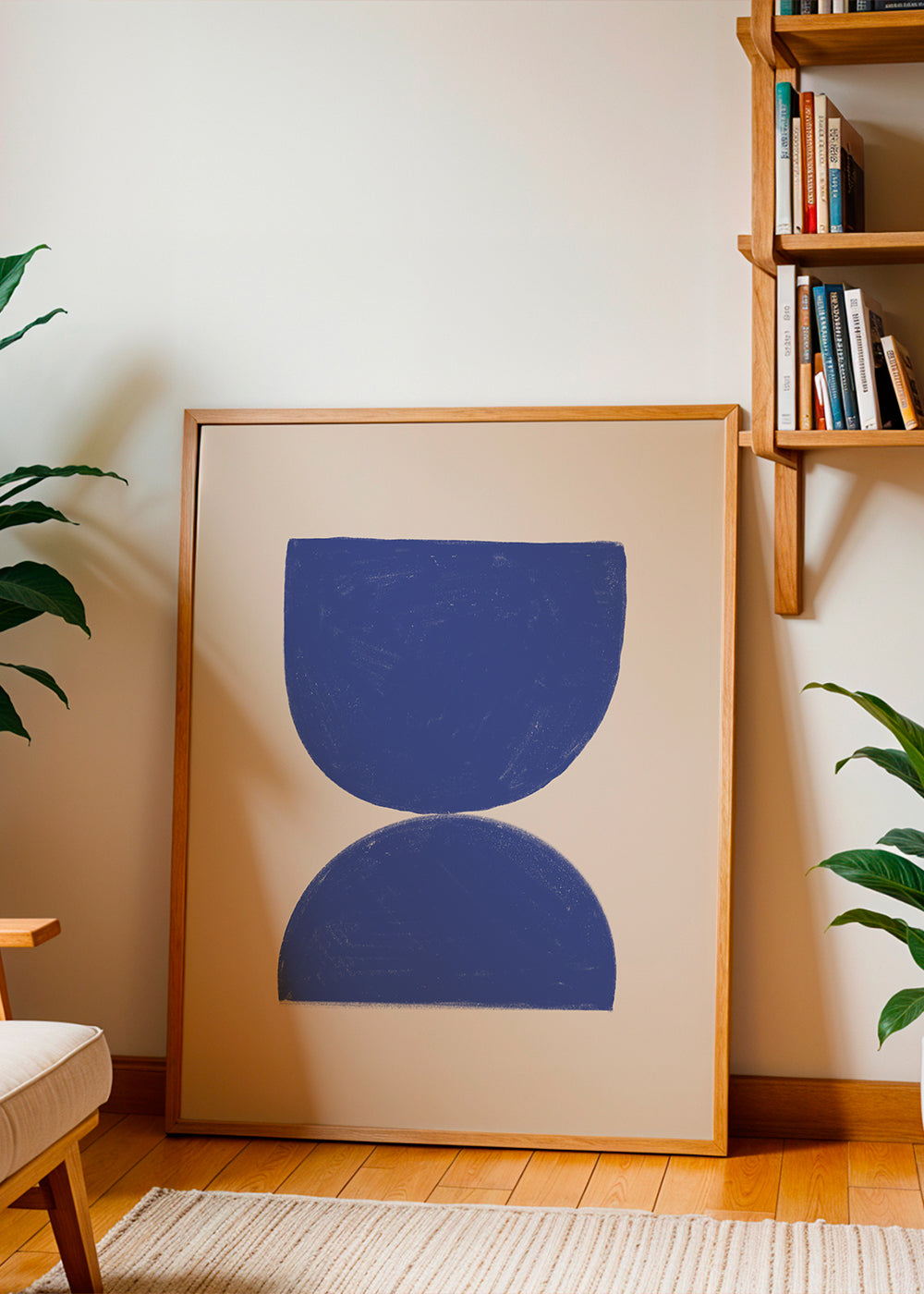 Geometrisk plakat blå minimal halve cirkler