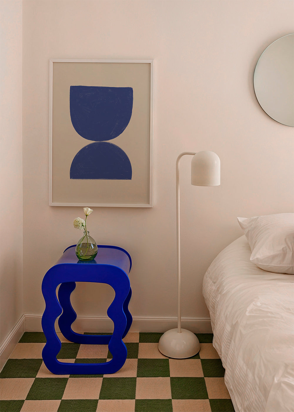 Geometrisk plakat blå minimal halve cirkler