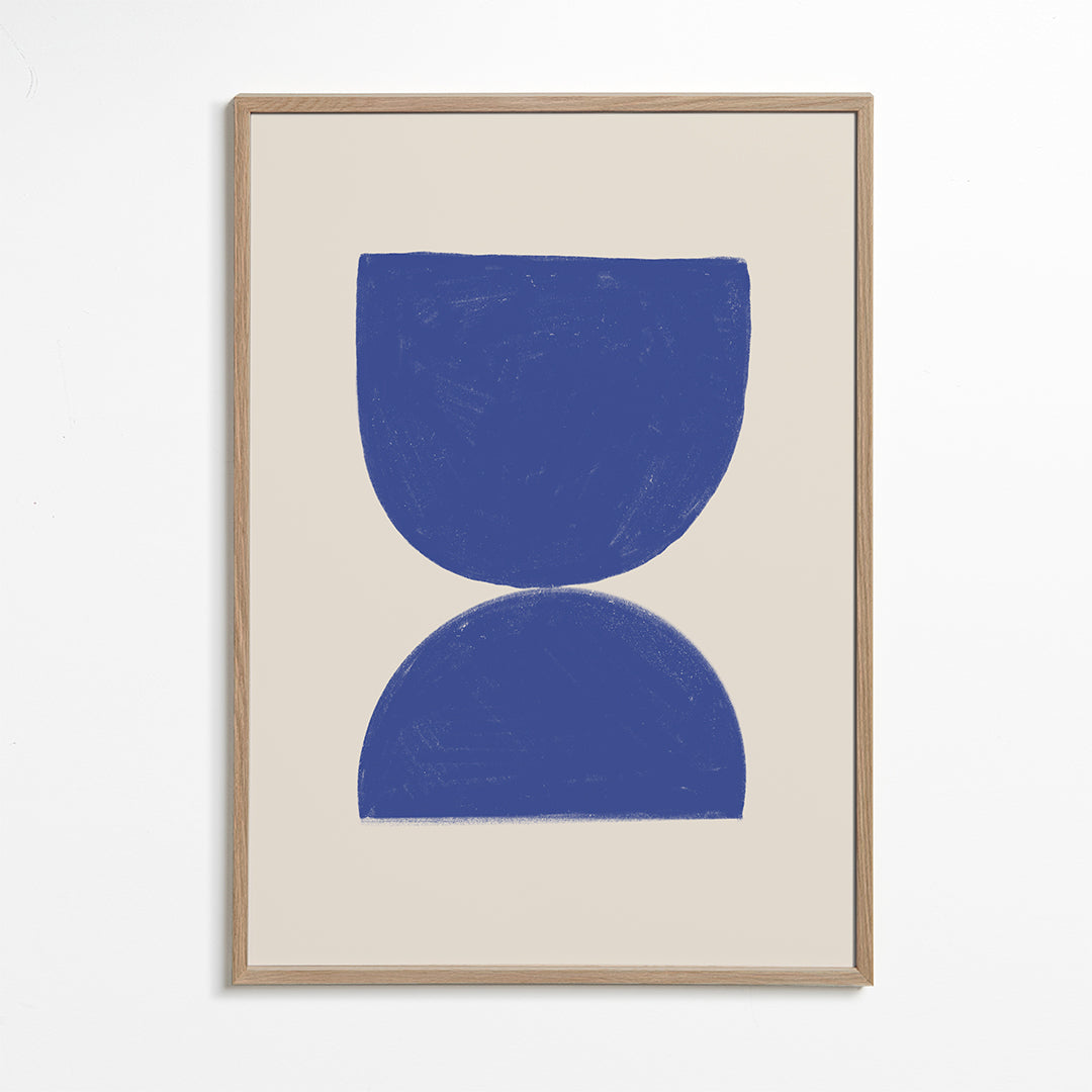 Geometrisk plakat blå minimal halve cirkler