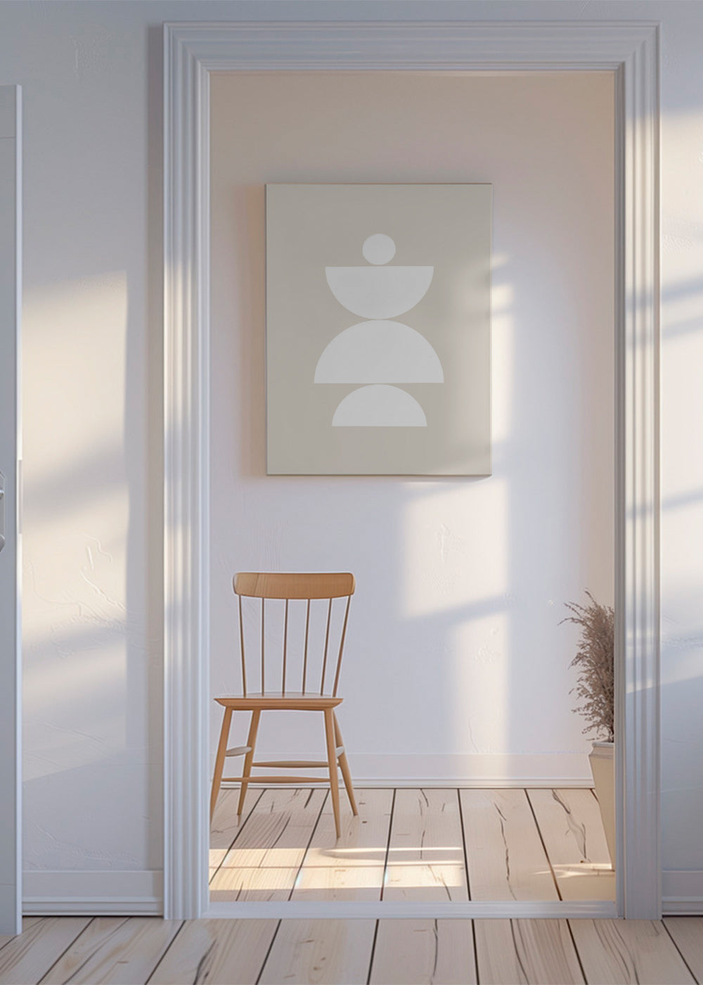 Geometrisk plakat med stakkede halvcirkler