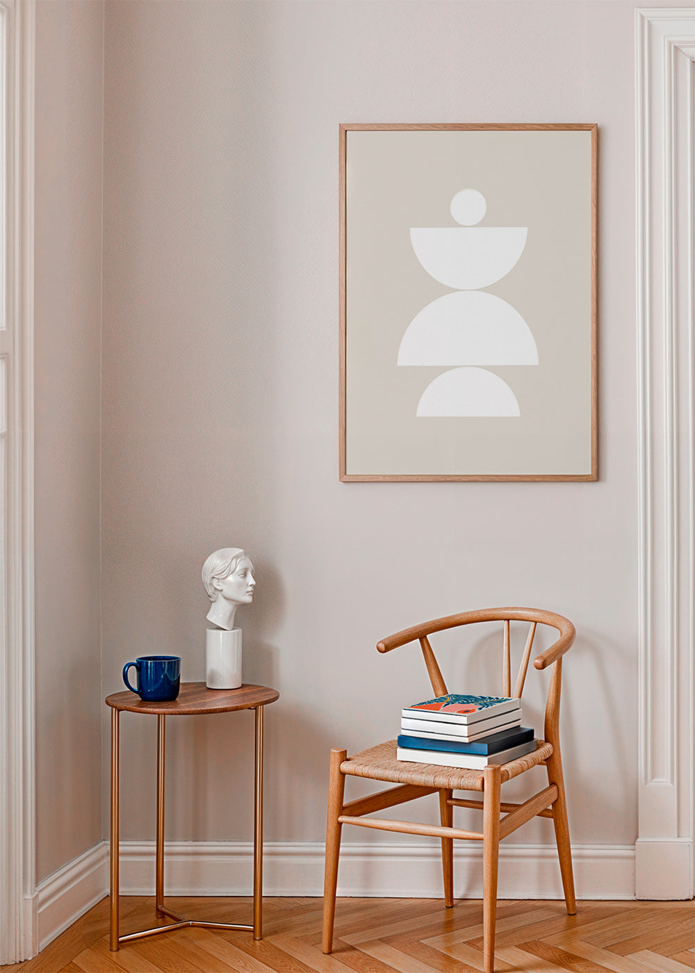 Geometrisk plakat med stakkede halvcirkler