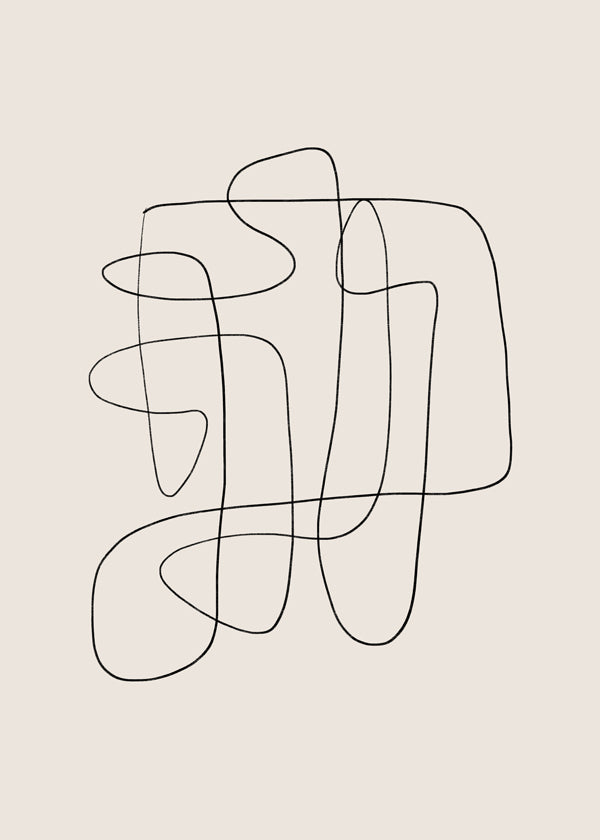 Minimalistisk design med sammenhængende linje på beige baggrund