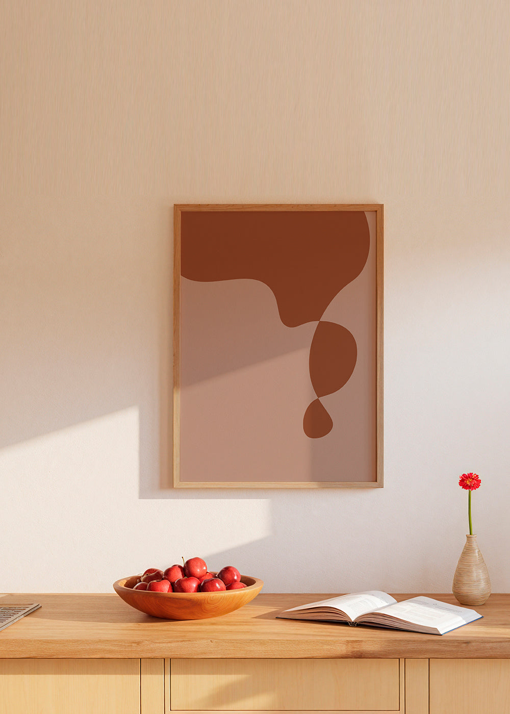 Organisk abstrakt kunst i jordtoner